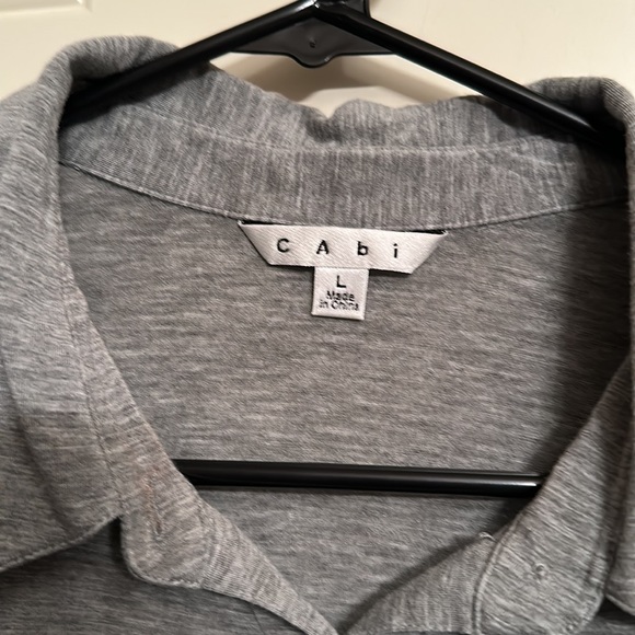 CAbi Grey, collared and button down long sleeve shirt. Size Large - Picture 2 of 5